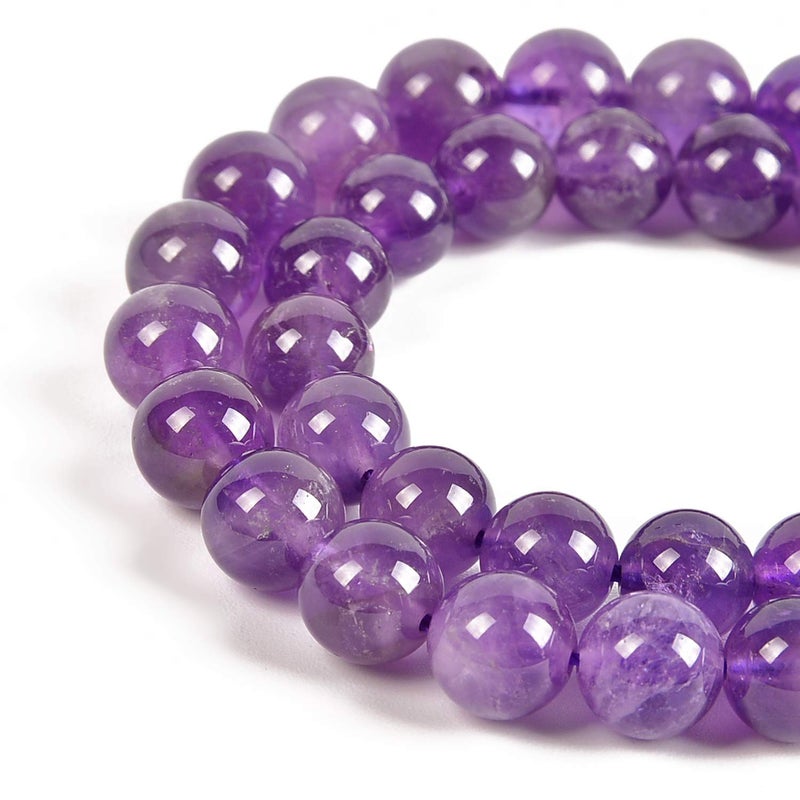 Nancybeads 45pcs 8mm Natural Lt. Amethyst Gemstone Round Spacer Loose Stone Beads for Jewelry Making 15.5" 1 Strand (Lt. Amethyst, 8mm 45Beads) - Image 1